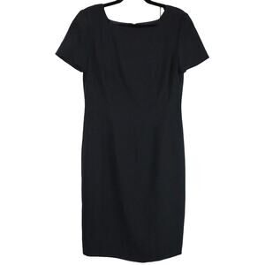 Vintage 90s Jacqueline Ferrar Black Dress Short Sleeve Square Neck Holiday 6